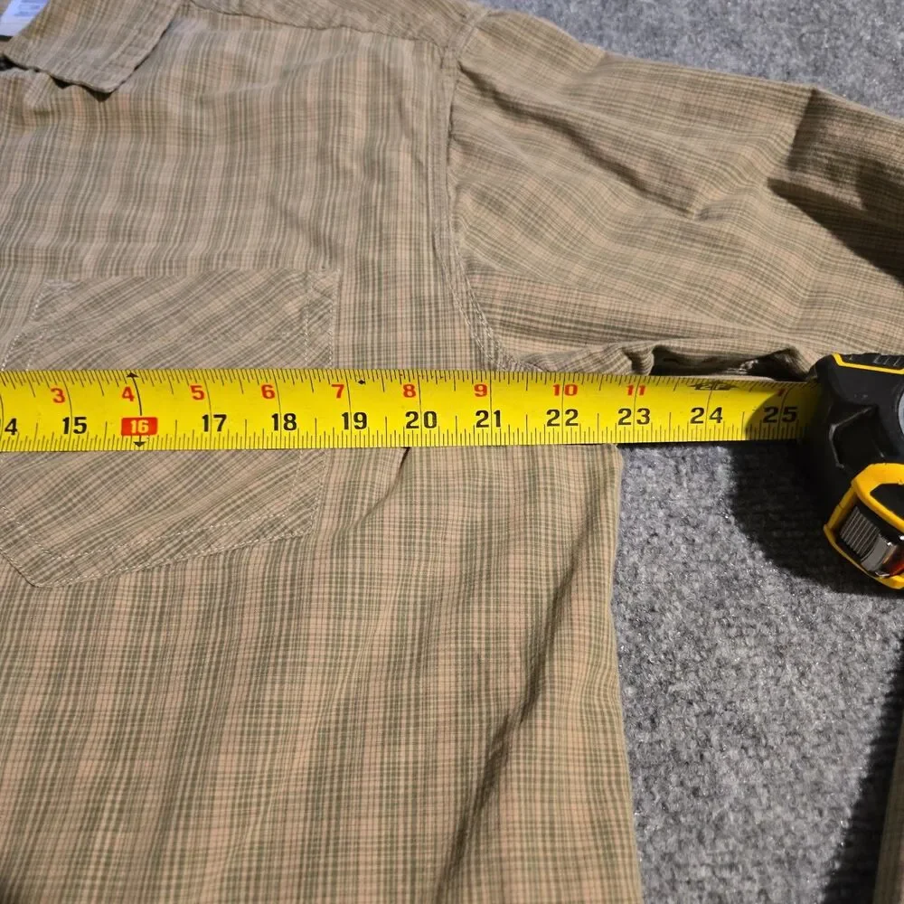 The North Face Shirt Mens Large Green Button Front Long Sleeve Pocket Cotton